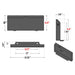 technical schematic with dimensions of rectangular metal attachment showing angles and various measurements in inches gallery position 1