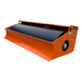 Orange trench roller attachment with large smooth black cylindrical drum and model markings ATS84 and MBW on side panel