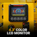 4.3-inch color LCD monitor with function keys and control knob on yellow hydraulic wood chipper panel, gallery position 1