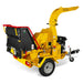 Rear three-quarter view of yellow MechMaxx DCH7 hydraulic wood chipper with ZONSEN GB1000EI engine, gallery position 1