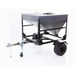 Swisher Drop Feeder with black steel frame, single axle, off-road tire, tow hitch, and top access lid, gallery position 1