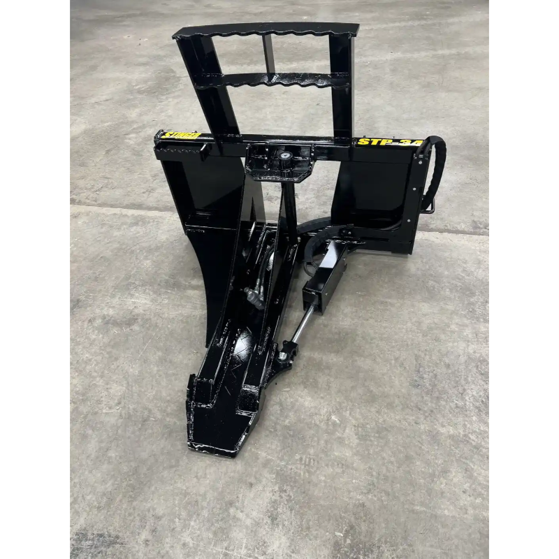 Stinger Attachments STP Skid Steer Tree Puller, black finish, gallery position 2, square 800x800 image.