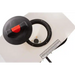 Top-down view of white Swisher truck spreader hopper with open black and red lid, gallery position 1