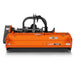 front view of orange Angry Bear 72-inch PTO flail mower with hydraulic side shift at gallery position 1