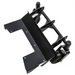 Black metal frame with two flat-free caster wheels for Swisher walk-behind mower, angled view, gallery position 1