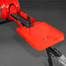 close-up angled view of red log cradle and splitting wedge on MechMaxx 34 ton kinetic log splitter at gallery position 1