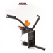 Swisher truck spreader with white hopper, black steel frame, orange vibrator motor, and hitch mount, gallery position 1