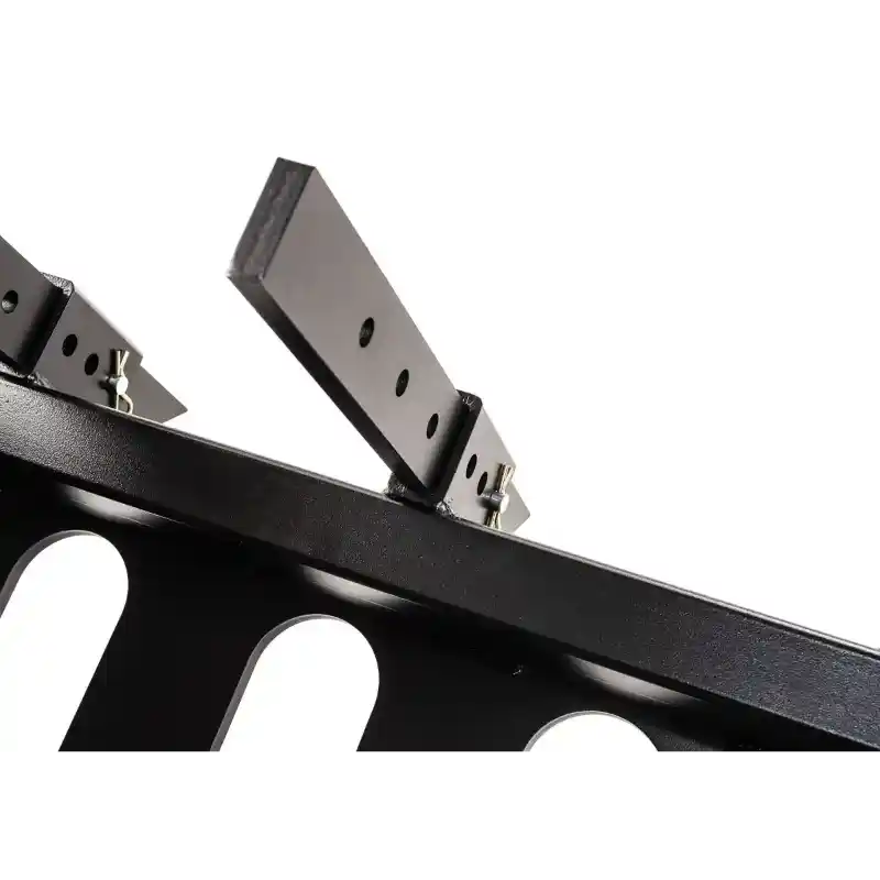 Close-up of Swisher 48" Driveway Grader replaceable blade mounted on black steel frame, gallery position 1