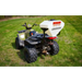 Swisher ATV Commercial Pro Spreader mounted on rear rack of green ATV on grass, gallery position 1