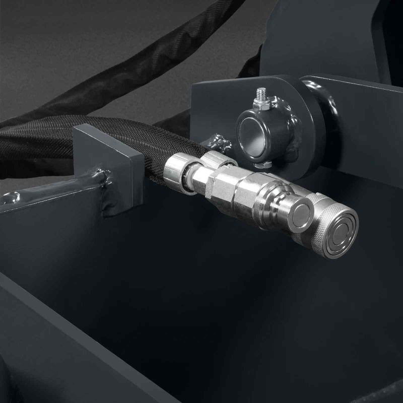 close-up of hydraulic quick coupler connection and hose on MechMaxx 36-inch mini skid steer stump grapple bucket gallery 1