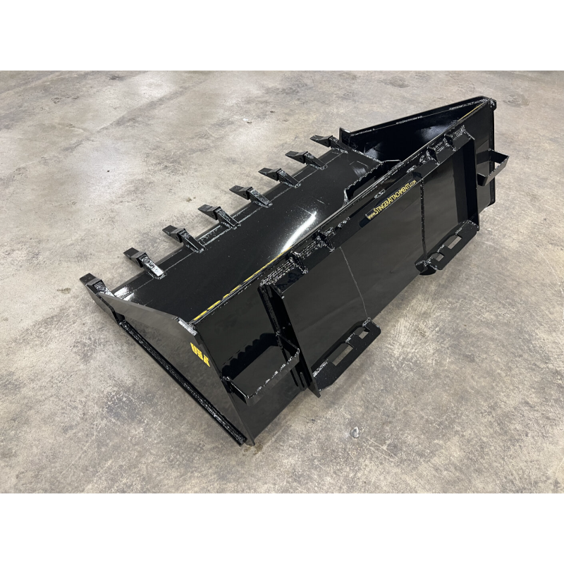 Stinger Attachments TB Tractor Tooth Bucket skid steer attachment with teeth, black finish, gallery position 3, 800x800px square image