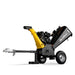 Side view of MechMaxx 5 inch Kohler 429cc gas-powered wood chipper with open feed chute, gallery position 1