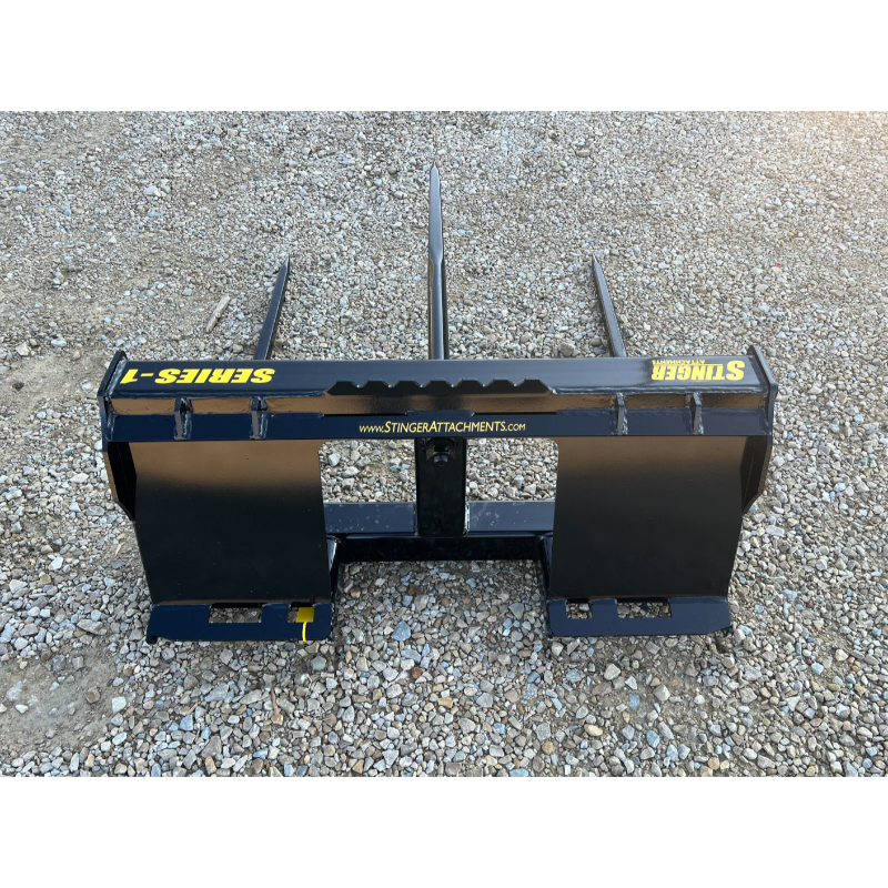 Stinger Attachments BS1 Series 1 Skid Steer Bale Spear with three large 49-inch spears, gallery image 4, square 800x800 format