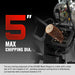 Close-up of MechMaxx 5 inch Kohler 429cc wood chipper feed chute with log being chipped, gallery position 1