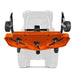 bottom view of orange MechMaxx 60-inch PTO finishing mower showing three blades and caster wheels, gallery position 1