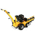 Isolated angled view of MechMaxx 420cc E-Start 24-inch ditching trencher with yellow frame, gallery position 1