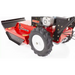 Rear right angle close-up of Swisher 24-inch walk-behind rough cut mower with large traction tire, gallery position 1