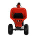 Front view of MechMaxx GS650 wood chipper feed chute with towbar and two rugged tires, gallery position 1