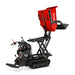 Red MechMaxx D50HTFL mini tracked dumper with hydraulic lift activated, bucket elevated, gallery position 1