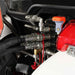 close-up of hydraulic quick-connect couplers and metal fittings on tractor attachment at gallery position 1