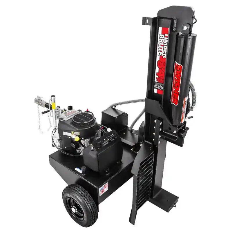 Swisher 34-Ton Timber Brute 14.5 HP log splitter with visible engine, hydraulic cylinder, and tow hitch, gallery position 1