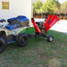 MechMaxx GS1500 15hp gas wood chipper hitched to camo ATV with feeder hopper open, gallery position 1