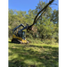 Skid steer with Stinger Attachments STP Tree Puller lifting a tree in a wooded area, gallery image 6, 800x800.