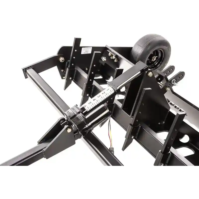 Swisher 48" Driveway Grader blade frame with adjustment scale, single rear smooth tire, and wiring harness, gallery position 1