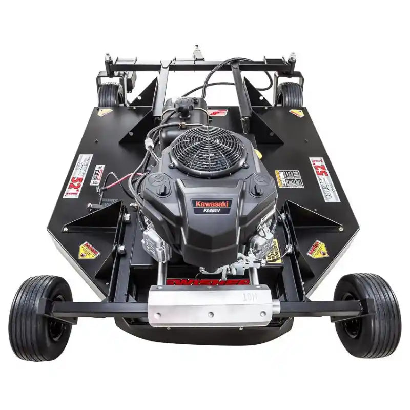 Swisher 52-inch tow-behind rough cut brush mower with Kawasaki engine, front view, gallery position 1