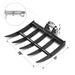black mini excavator grapple attachment with five curved tines and detailed pin dimensions gallery position 1