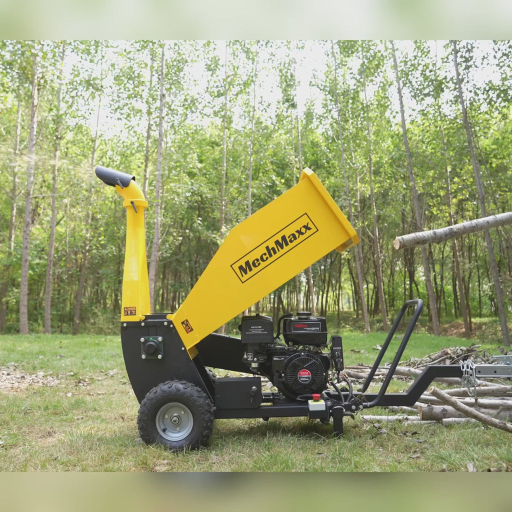 MechMaxx PGS1500 yellow wood chipper - demo video